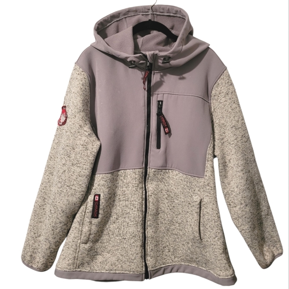 Canada WeatherGear Wmns Plus 1X  Gray Fleece Hooded Jacket Warm Fall Winter